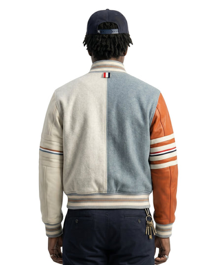 Wisdom Kaye NYC 2026 White and Blue Bomber Jacket