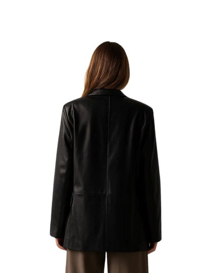 Women Vintage 90s Oversized Black Blazer Coat
