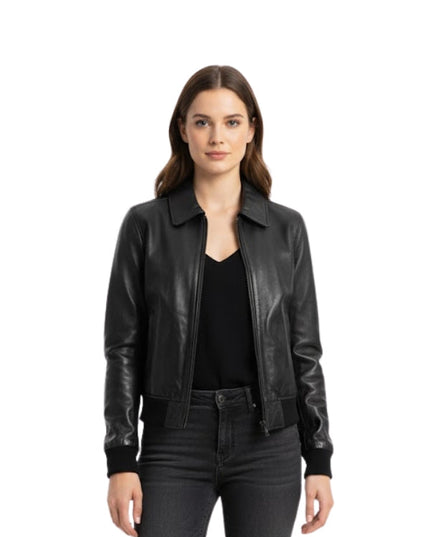 Women's Black Moto Bomber Jacket