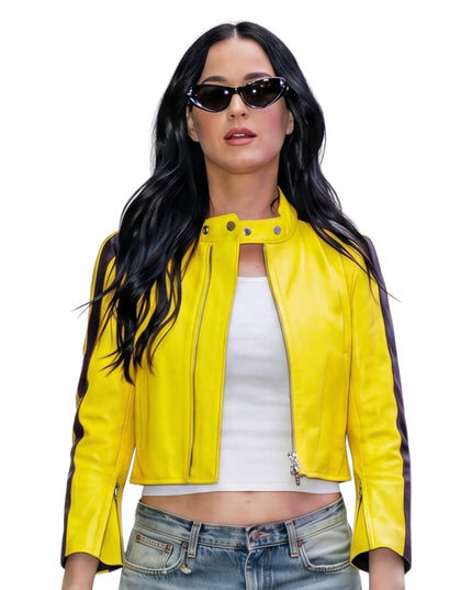 Women's Katy Perry Yellow Leather Jacket