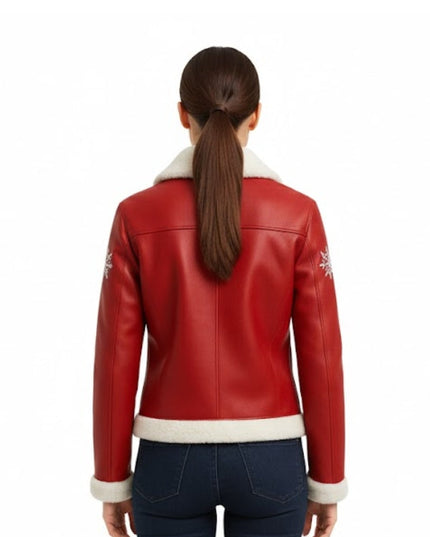 Women's Real Leather Faux Fur Santa Luxe Jacket