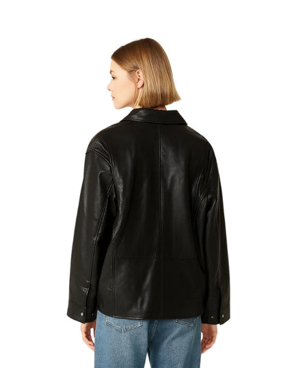 Women's Stella Black Oversized Leather Jacket