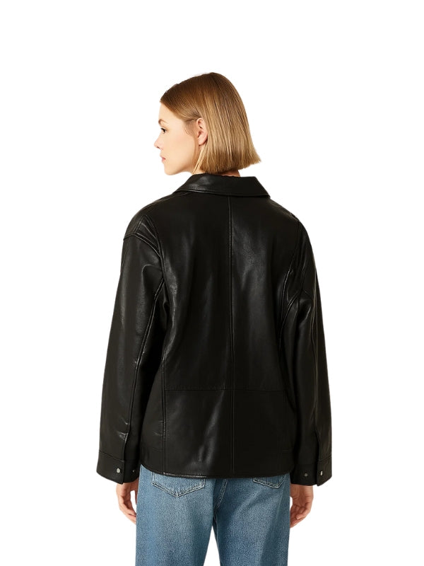 Women's Stella Black Oversized Leather Jacket
