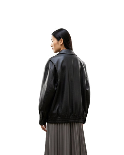 Women's Tessa Black loose fit Leather Jacket