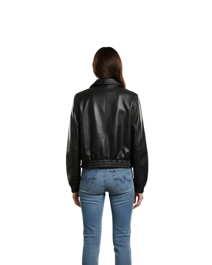 Women's Uma Black Oversized Leather Jacket