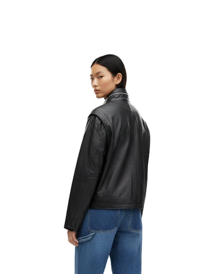 Women's Yara Black Slouchy Leather Jacket