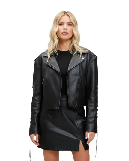 Women's 90's Oversized Short Biker Jacket