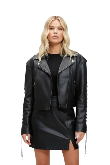 Women's 90's Oversized Short Biker Jacket