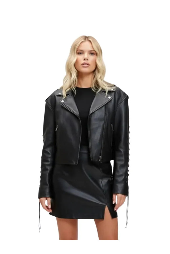 Women's 90's Oversized Short Biker Jacket