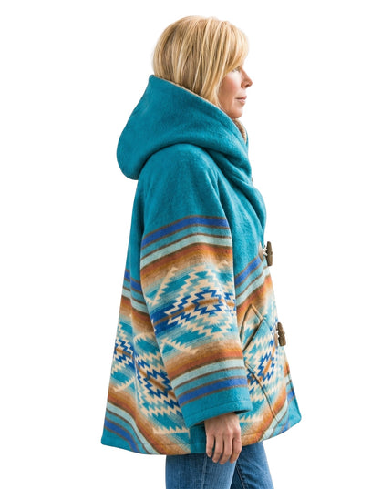 Ys Beth Dutton Blue Wool Poncho Coat