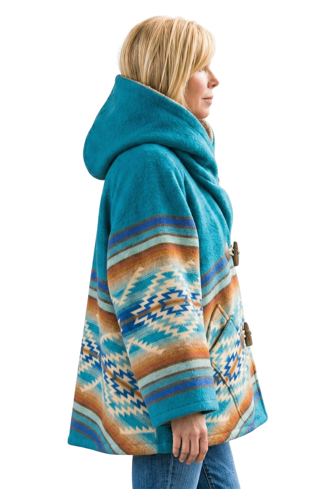 Ys Beth Dutton Blue Wool Poncho Coat