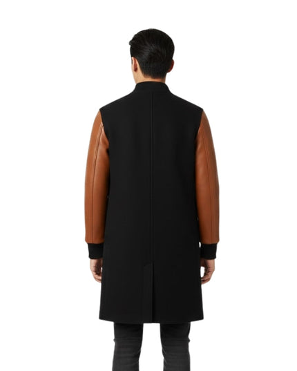 Men's Wool & Leather Sleeves Varsity Letterman Coat