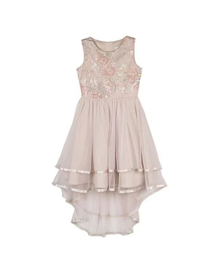 Big Girls Beige Sleeveless Fit Wedding Party Dress