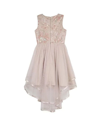 Big Girls Beige Sleeveless Fit Wedding Party Dress