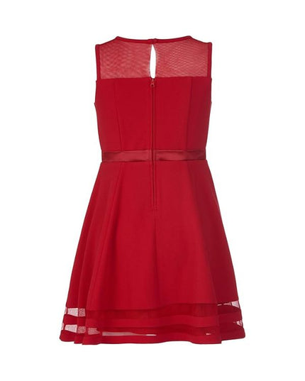 Girls Illusion Mesh Bow Wedding Party Dress