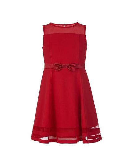 Girls Illusion Mesh Bow Wedding Party Dress