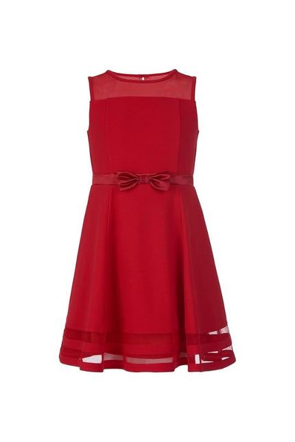 Girls Illusion Mesh Bow Wedding Party Dress