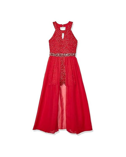 Girls High Neck Romper Sleevless Wedding Party Dress