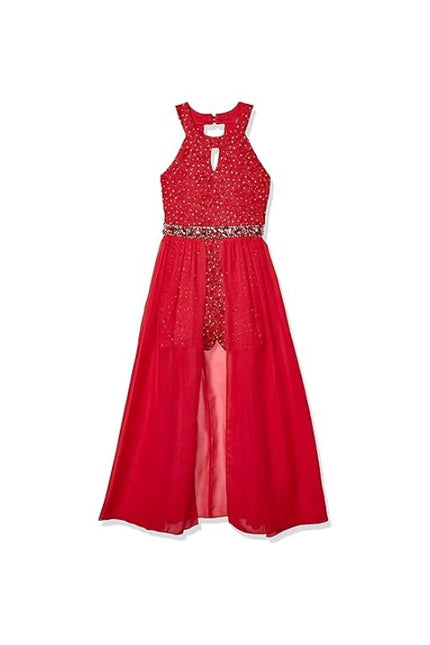 Girls High Neck Romper Sleevless Wedding Party Dress